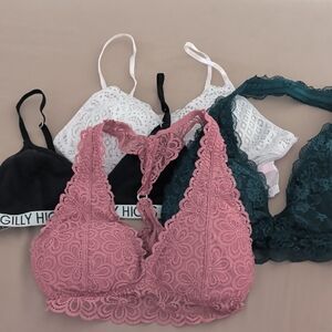 Gilly Hicks Floral Lace Bralette Collection - Pink, White, Green, Black